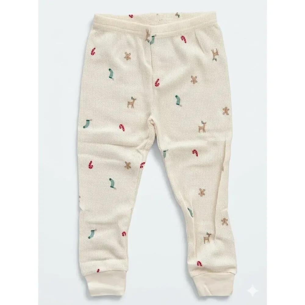 NEW! 7 Carter's Kids Unisex Christmas Holiday Print 2PC Pajama Set Ivory